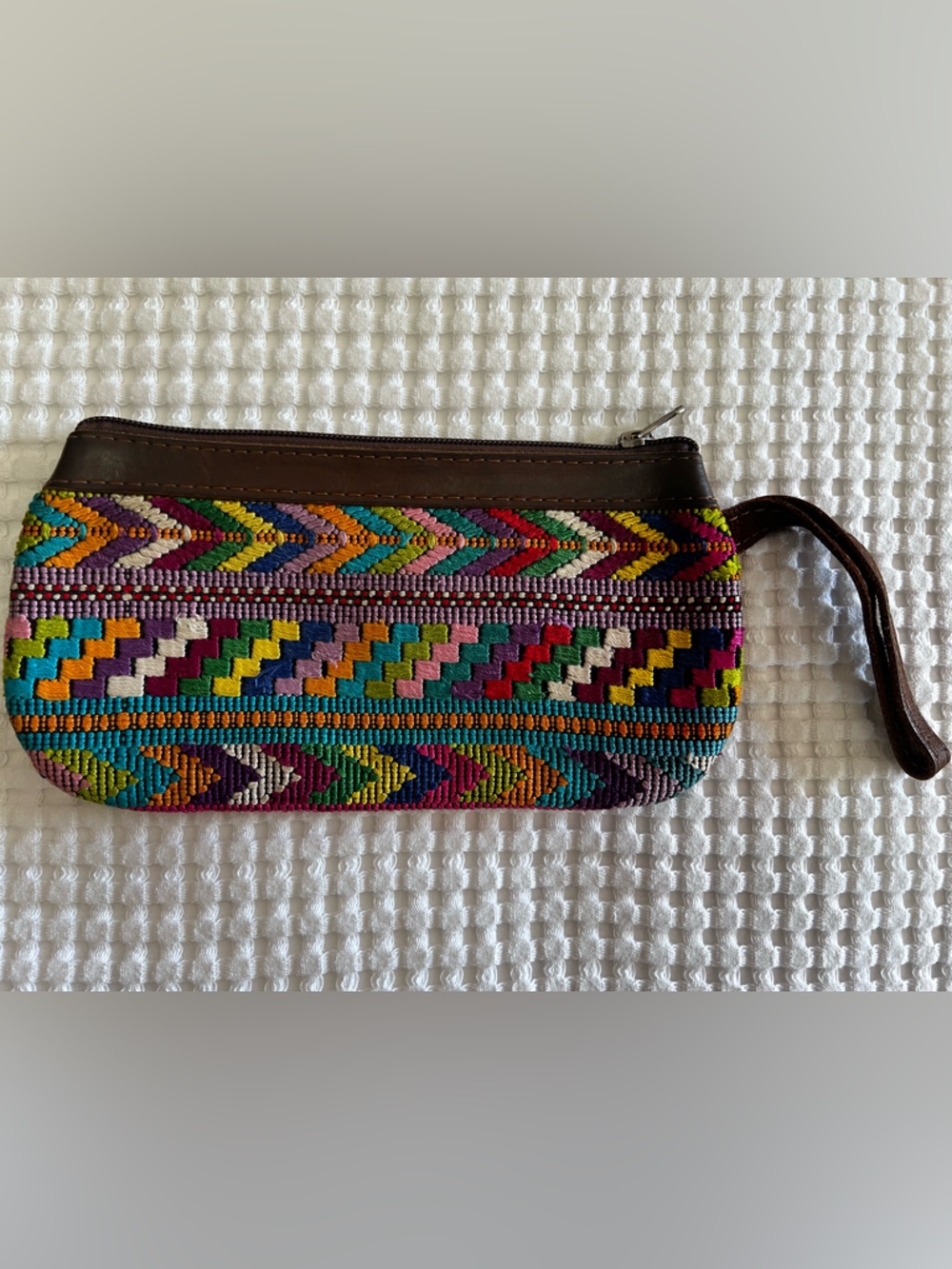 Nena & Co. Woven Wristlet Pouch – Multicolor Boho Pattern